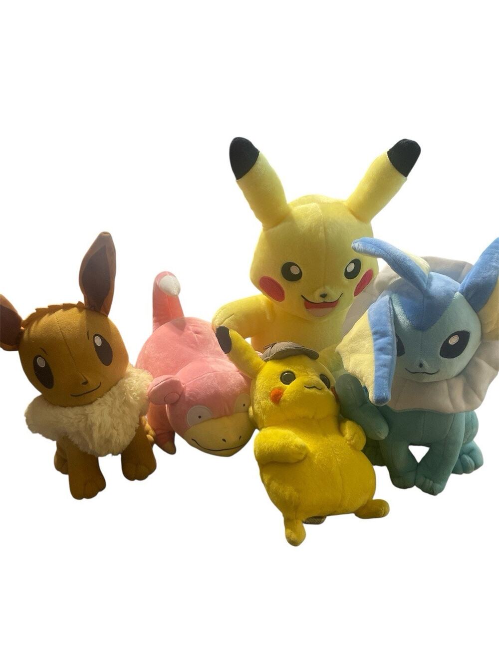 Lot Of 5 Pokemon Plush Pikachu Eevee Slowpoke Vaporeon